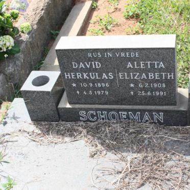 SCHOEMAN David Herkulas 1896-1979 &amp; Aletta Elizabeth 1908-1991