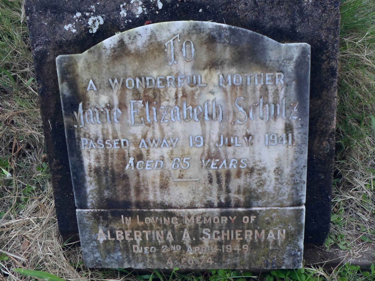 SCHULTZ Marie Elizabeth -1941 :: SCHIERMAN Albertina A. -1949