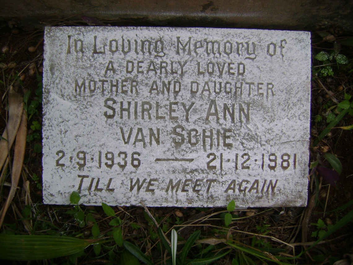 SCHIE Shirley Ann, van 1936-1981