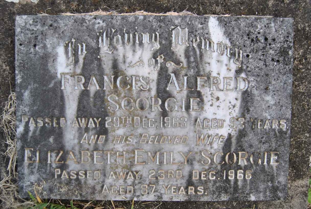 SCORGIE Francis Alfred -1963 &amp; Elizabeth Emily -1966