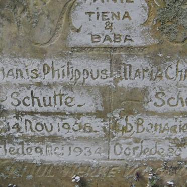 SCHUTTE Stephanis Philippus 1908-1934 &amp; Maria Christiena 1916-1934