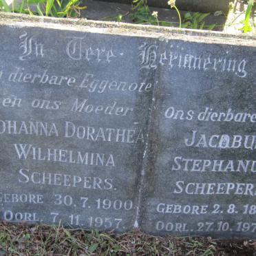 SCHEEPERS Jacobus Stephanus 1891-1972 &amp; Johanna Dorathea Wilhelmina 1900-1957