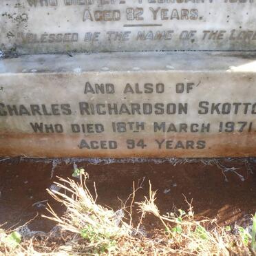 SKOTTOWE Charles Richardson -1971 &amp; Isabella Jessie -1957