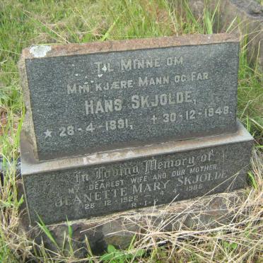 SKJOLDE Hans  1891-1948 :: SKJOLDE Jeanette Mary 1922-1985