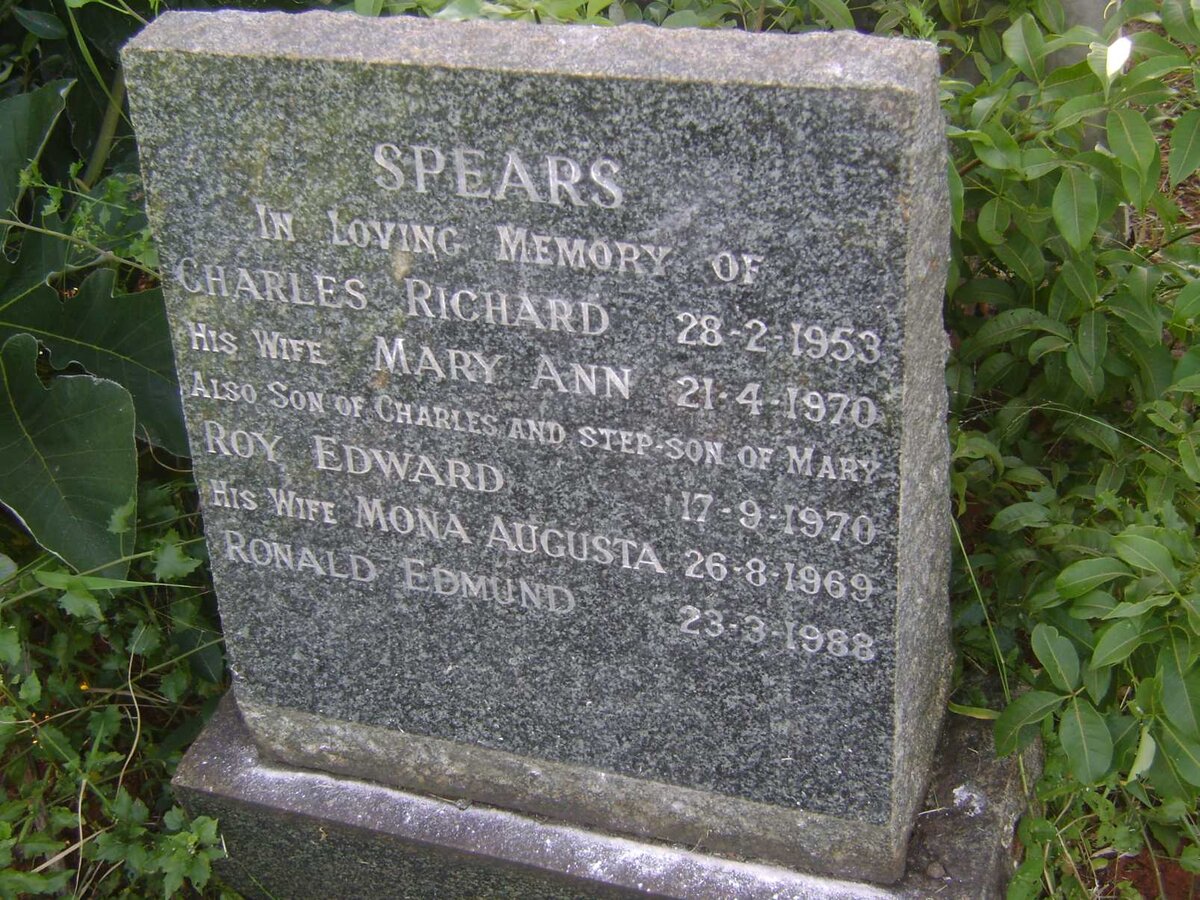 SPEARS Charles Richard -1953 &amp; Mary Ann -1970