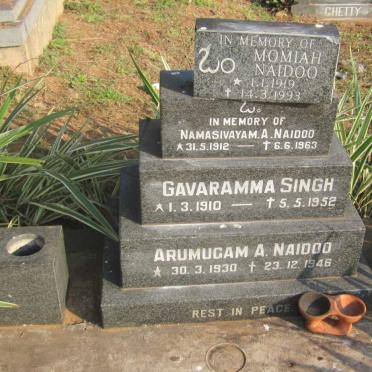 SINGH Gavaramma 1910-1952 :: NAIDOO Namasivayam A. 1912-1963 :: NAIDOO Momiah 1919-1993