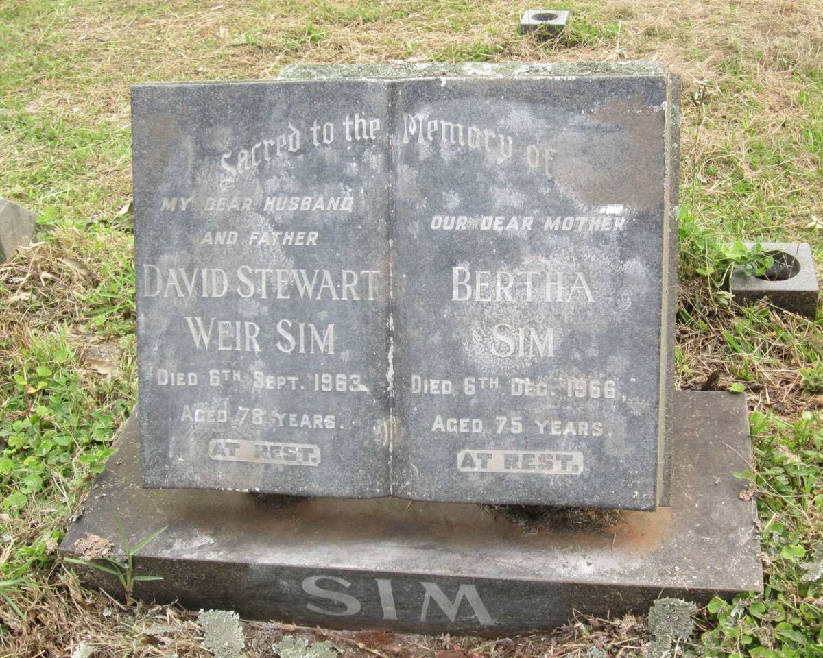 SIM David Stewart Weir -1963 &amp; Bertha -1966