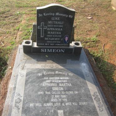 SIMEON Luke Muthalu -1966 :: SIMEON Appamma Martha -1998 :: SIMEON Benjamin J. -2014