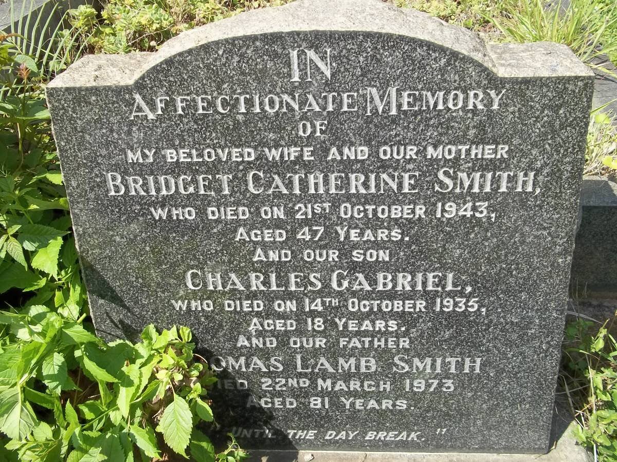SMITH Thomas Lamb 1973 &amp; Bridget Catherine -1943 :: SMITH Charles Gabriel -1935