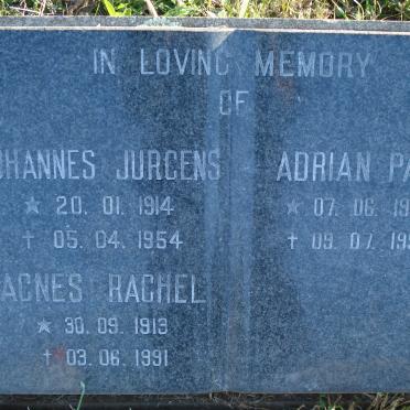 STEYN Johannes Jurgens 1914-1954 &amp; Agnes Rachel 1913-1991 :: STEYN Adrian Paul 1969-1997
