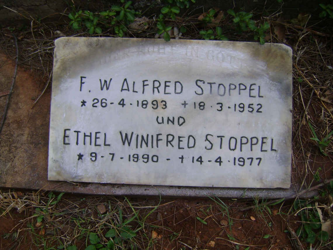 STOPPEL F.W. Alfred 1893-1952 &amp; Ethel Winifred 1890-1977