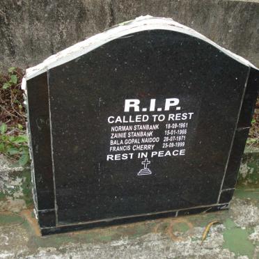 STANBANK Norman -1961 :: STANBANK Zainie -1966 ::  NAIDOO Bala Gopal -1971 :: CHERRY Francis -1999