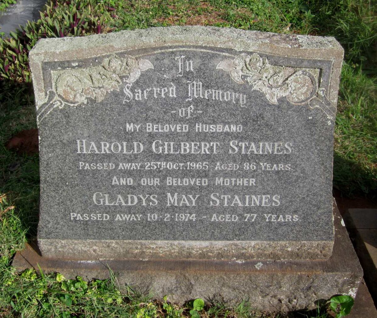 STAINES Harold Gilbert -1965 &amp; Gladys May -1974