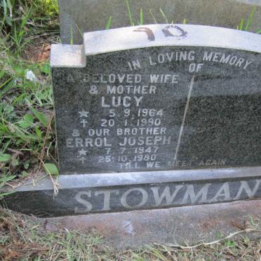 STOWMAN Errol Joseph 1947-1980 :: STOWMAN Lucy 1964-1990