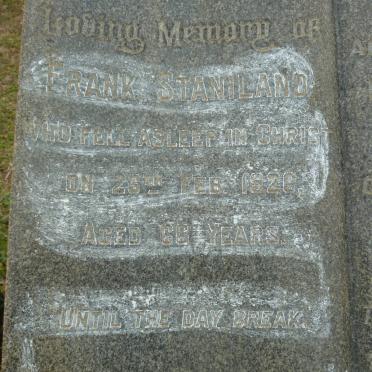 STANILAND Frank 1860-1926 &amp; Frances Stafford 1868-1963 :: GLASS Eda Mary -1979