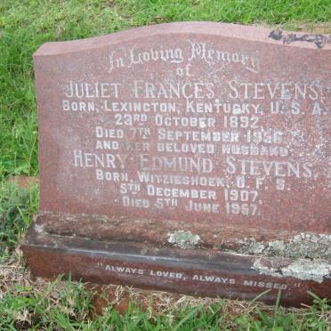 STEVENS Henry Edmund 1907-1957 &amp; Juliet Frances 1892-1956