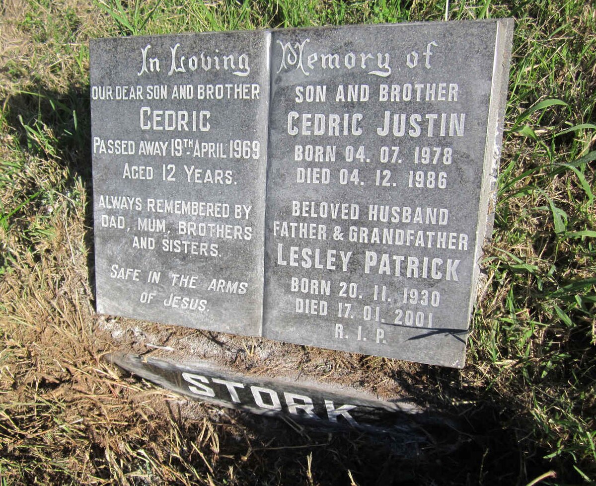 STORK Lesley Patrick 1930-2001 :: STORK Cedric -1969 :: STORK Cedric Justin 1978-1986