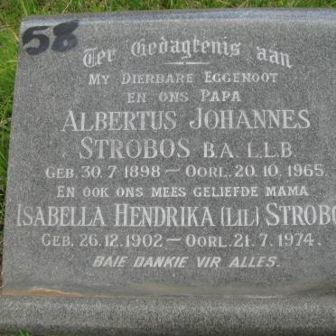 STROBOS Albertus Johannes 1898-1965 &amp; Isabella Hendrika 1902-1974