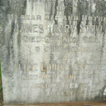 STOYLE James Henry -1929 &amp; Alice Louise -1947