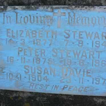 STEWART Peter 1875-1963 &amp; Elizabeth 1877-1946 :: DAVIE Susan 1904-1977