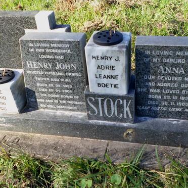 STOCK Henry John 1920-2004 &amp; Anna 1931-1989