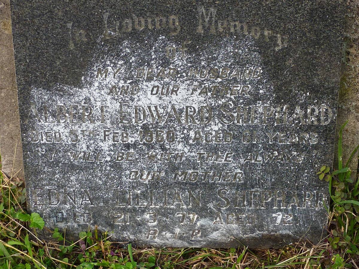 SHEPARD Albert Edward -1960 &amp; Edna Lilian -1977