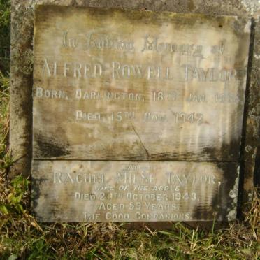 TAYLOR Alfred Rowell 1885-1942 &amp; Rachel Milne -1943