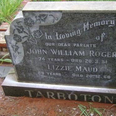 TARBOTON John William Roger -1951 &amp; Lizzie Maud -1968