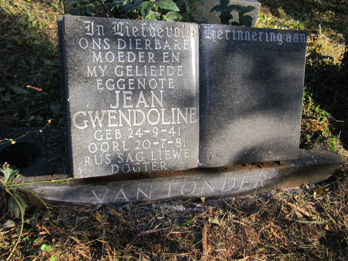 TONDER Jean Gwendoline, van 1941-1981