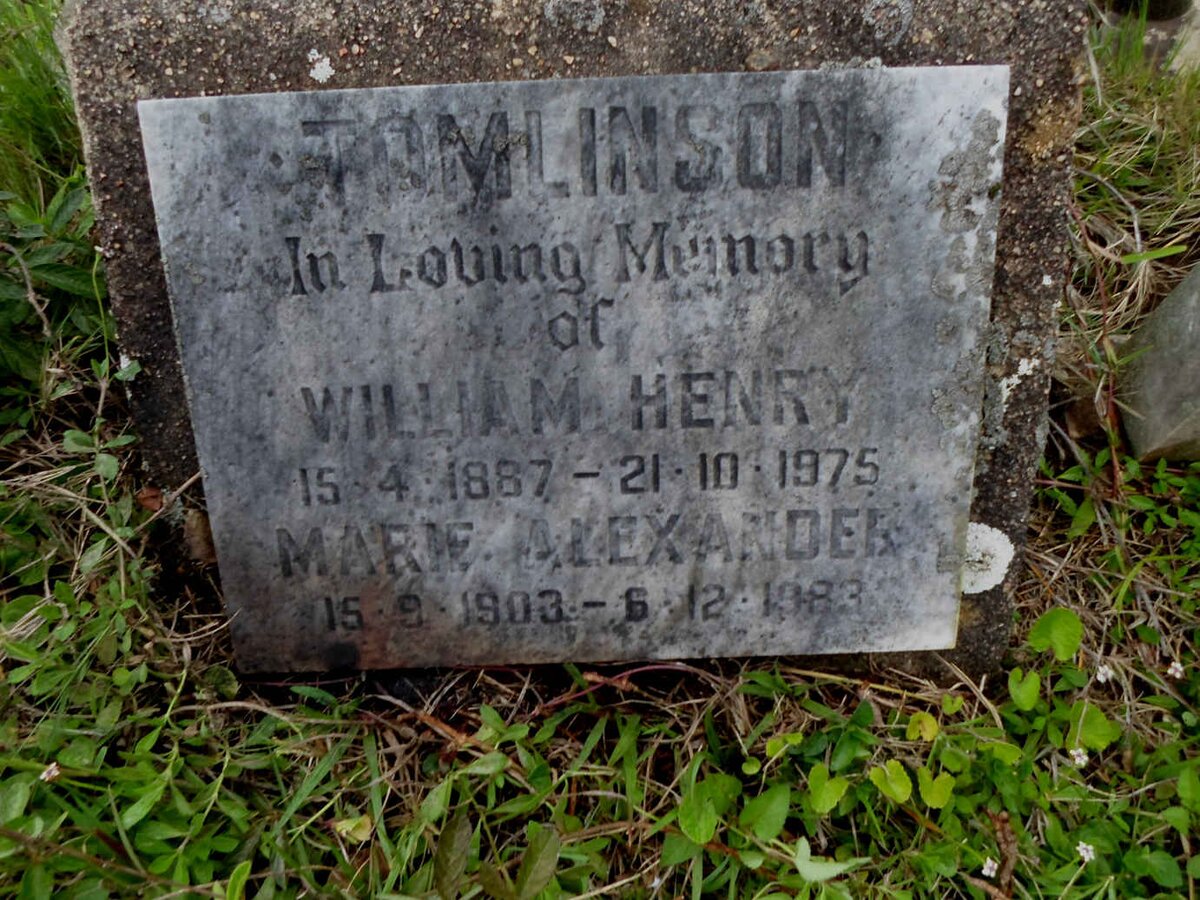 TOMLINSON William Henry 1887-1975 &amp; Marie Alexander 1903-1983