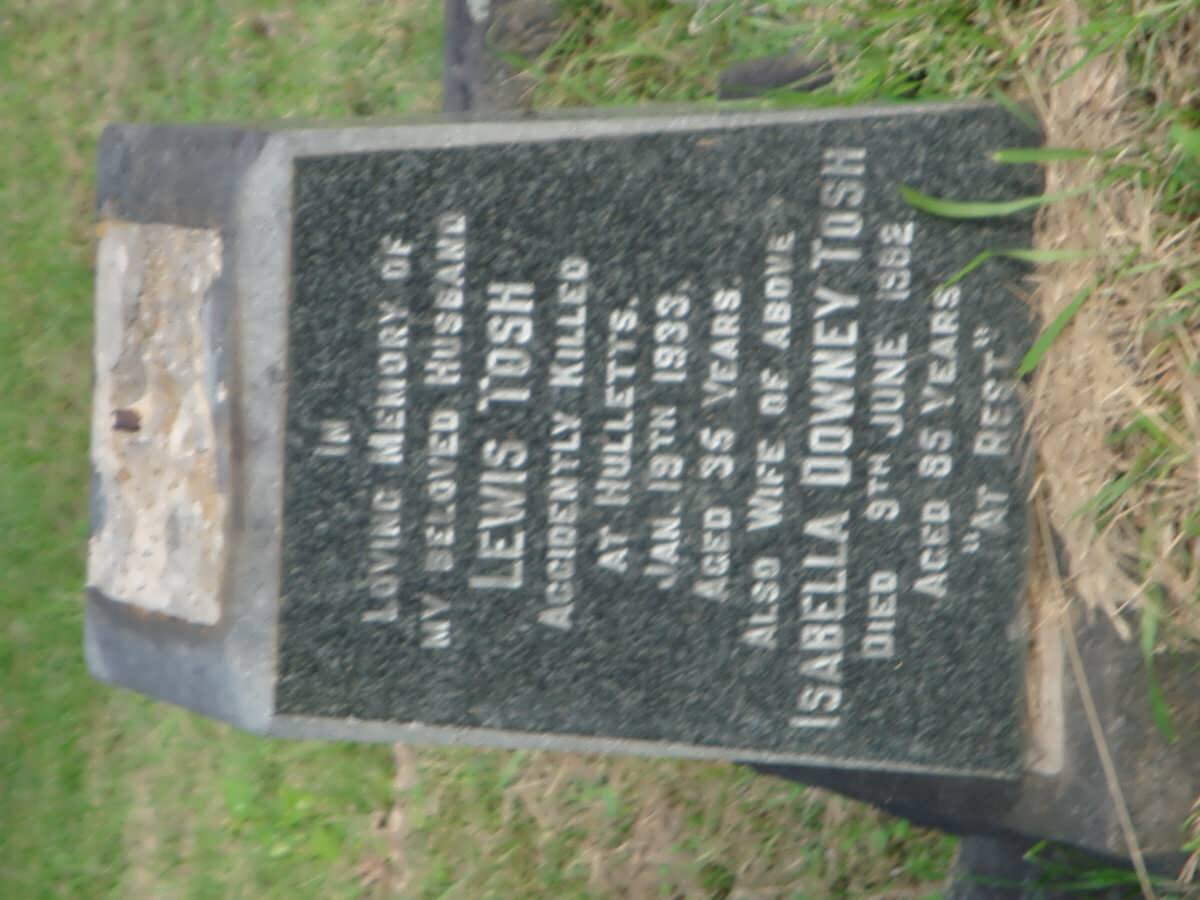 TOSH Lewis -1933 &amp; Isabella Downey -1982