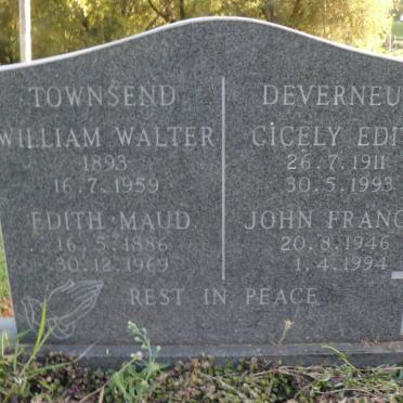 TOWNSEND William Walter 1893-1959 &amp; Edith Maud 1886-1969 :: DEVERNEUIL Cicely Edith 1911-1993