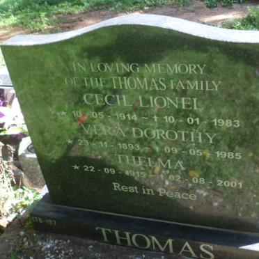 THOMAS Cecil Lionel 1914-1983 :: THOMAS Vera Dorothy 1893-1985 :: THOMAS Thelma 1915-2001