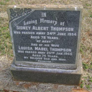 THOMPSON Sidney Albert -1954 &amp; Louisa Mabel -1965