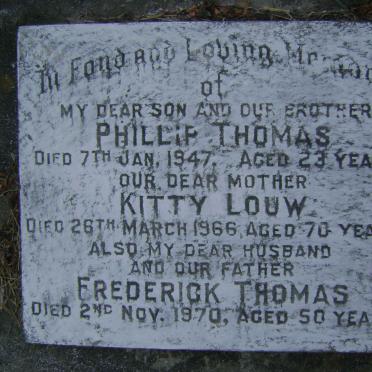 THOMAS Frederick -1970 &amp; Kitty LOUW -1966 :: THOMAS Phillip -1947