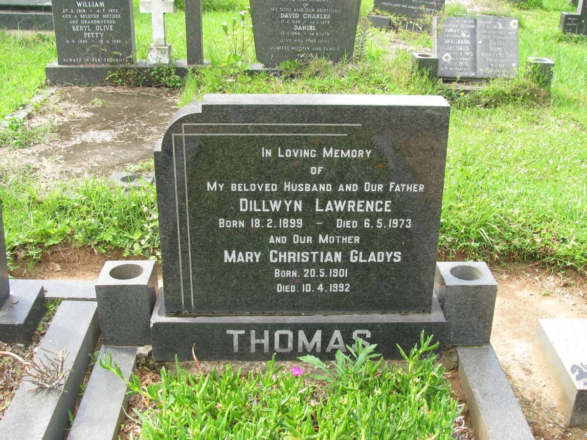 THOMAS Dillwyn Lawrence 1899-1973 &amp; Mary Christian Gladys 1901-1992
