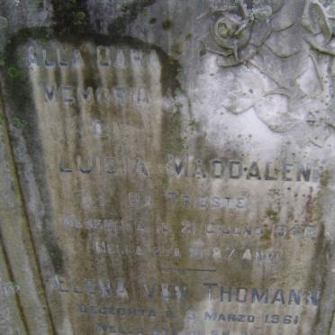 THOMANN Eduard Johan Bruno, von 1901-1974 :: von THOMANN Luigia Maddaleni -1946 :: von THOMANN Elena -1961