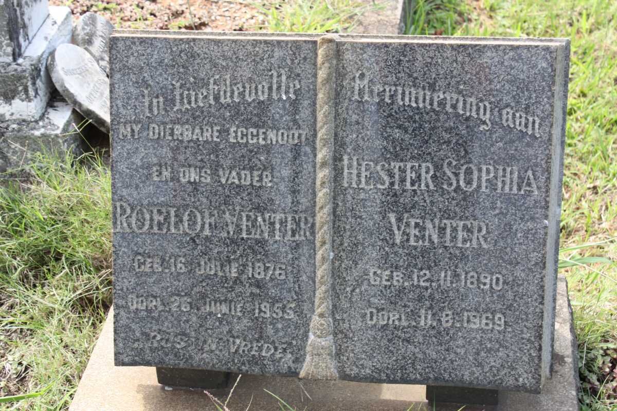 VENTER Roelof 1876-1955 &amp; Hester Sophia 1890-1969