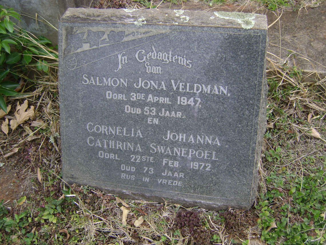 VELDMAN Salmon Jona -1947 :: SWANEPOEL Cornelia Johanna Cathrina -1972