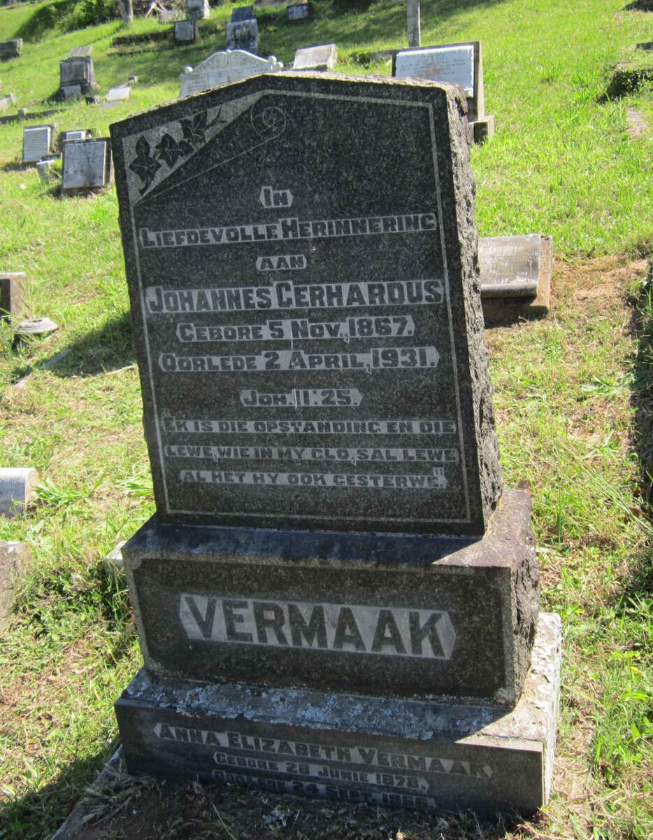 VERMAAK Johannes Gerhardus 1867-1931 :: VERMAAK Anna Elizabeth 1878-1966