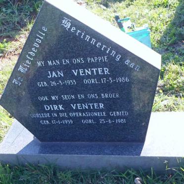 VENTER Jan 1933-1986 :: VENTER Dirk 1959-1981