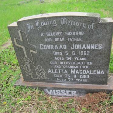 VISSER Conraad Johannes  -1962 &amp; Aletta Magdalena  -1980