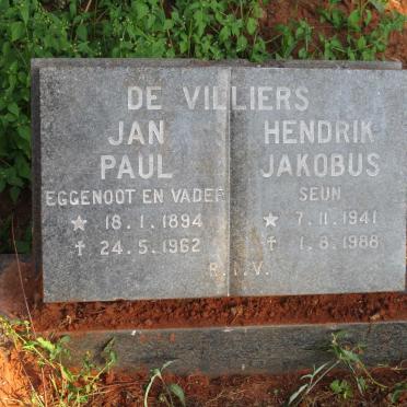 VILLIERS Jan Paul, de 1894-1962 :: DE VILLIERS Hendrik Jakobus 1941-1988