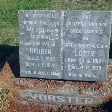 VORSTER Reuben 1906-1972 &amp; Lottie 1912-1978
