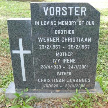 VORSTER Christiaan Johannes 1923-2006 &amp; Ivy Irene 1923-2001 :: VORSTER Werner Christiaan 1957-1957