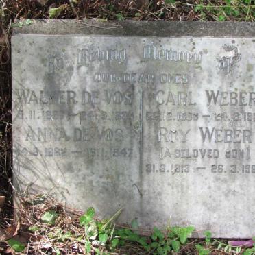 VOS Walter, de 1957-1934 &amp; Anna 1862-1947 :: WEBER Carl 1868-1935 :: WEBER Roy 1913-1967