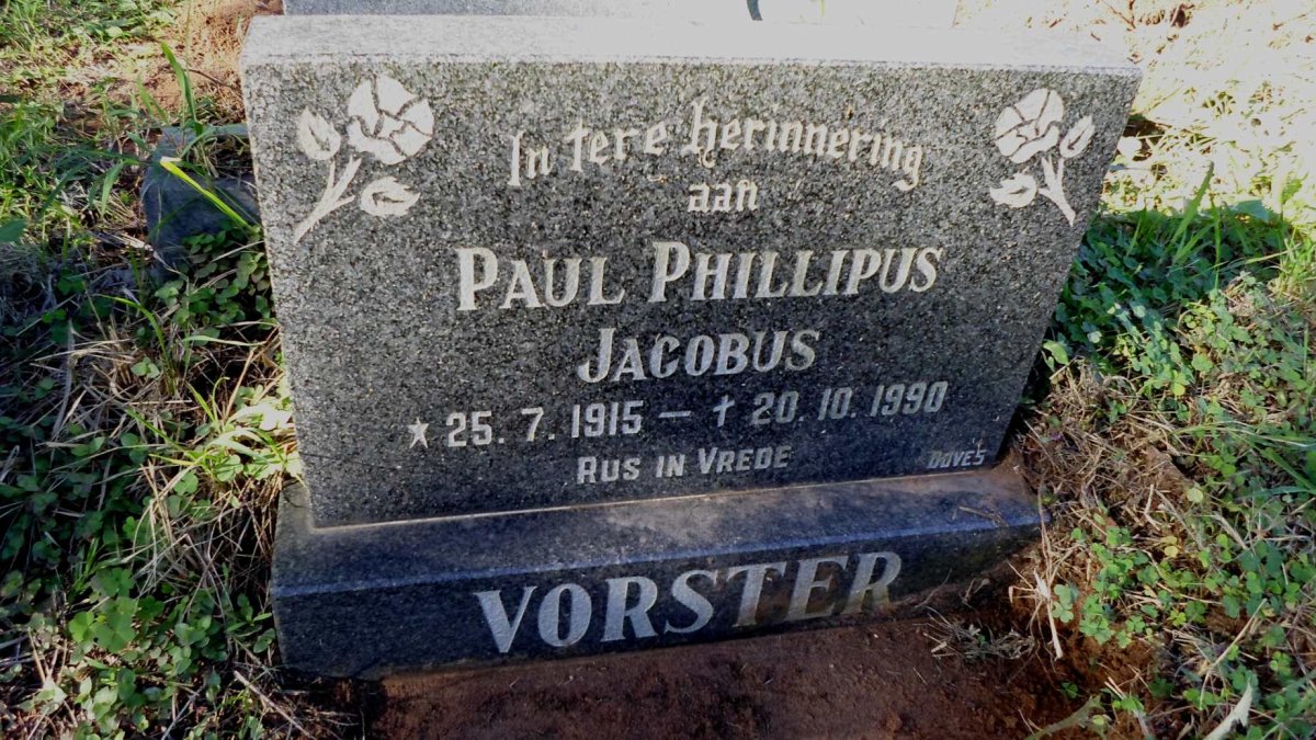 VORSTER Paul Phillipus Jacobus 1915-1990