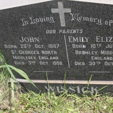 WISSICK John 1887-1958 &amp; Emily Elizabeth 1889-1972