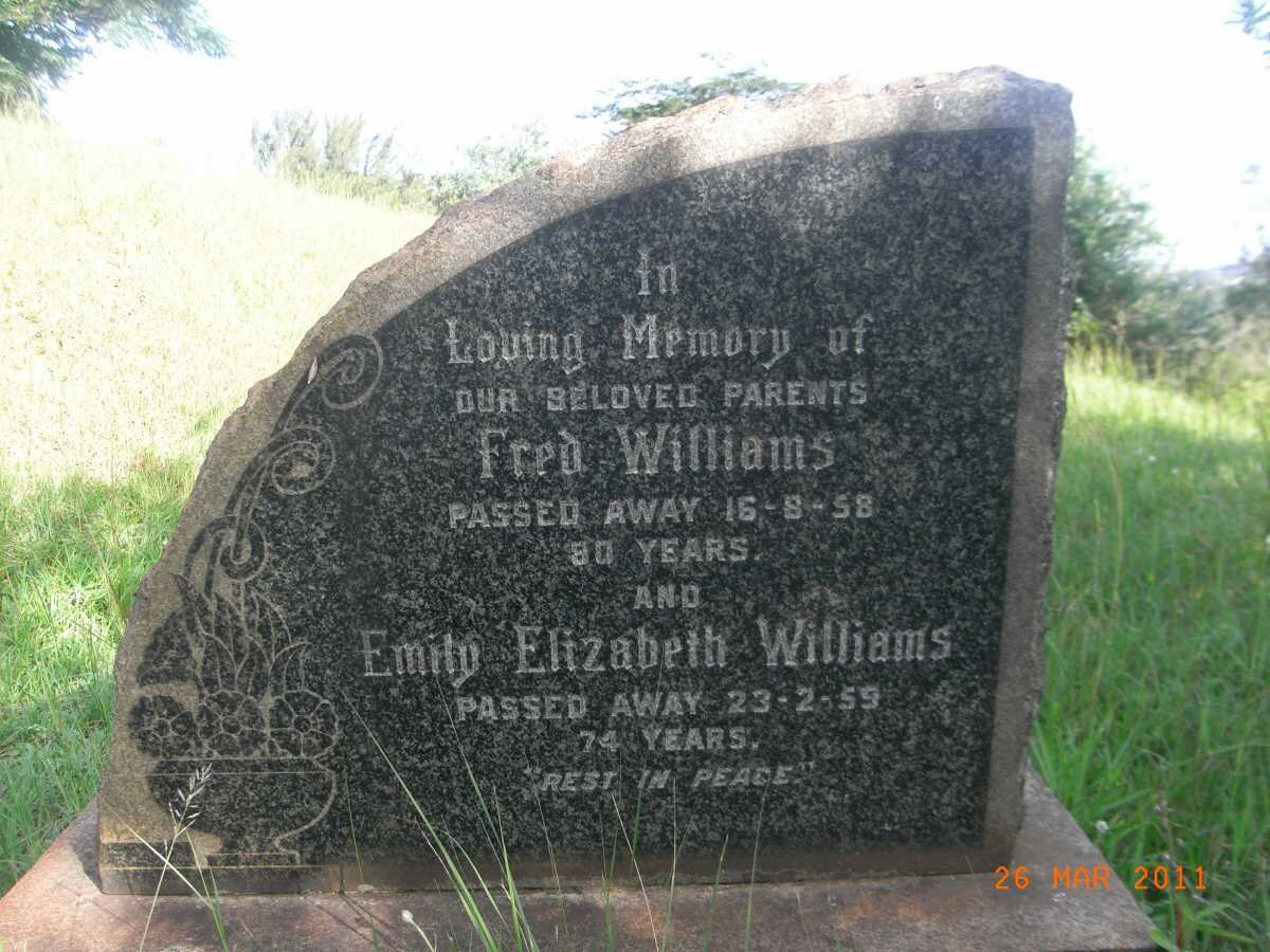 WILLIAMS Fred -1958 &amp; Emily Elizabeth -1959