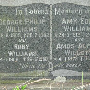 WILLIAMS George Philip 1909-1982 &amp; Ruby 1906-1988 :: WILLIAMS Amy Edith 1912-1937 :: WILLETT Amos Alfred 1873-1944